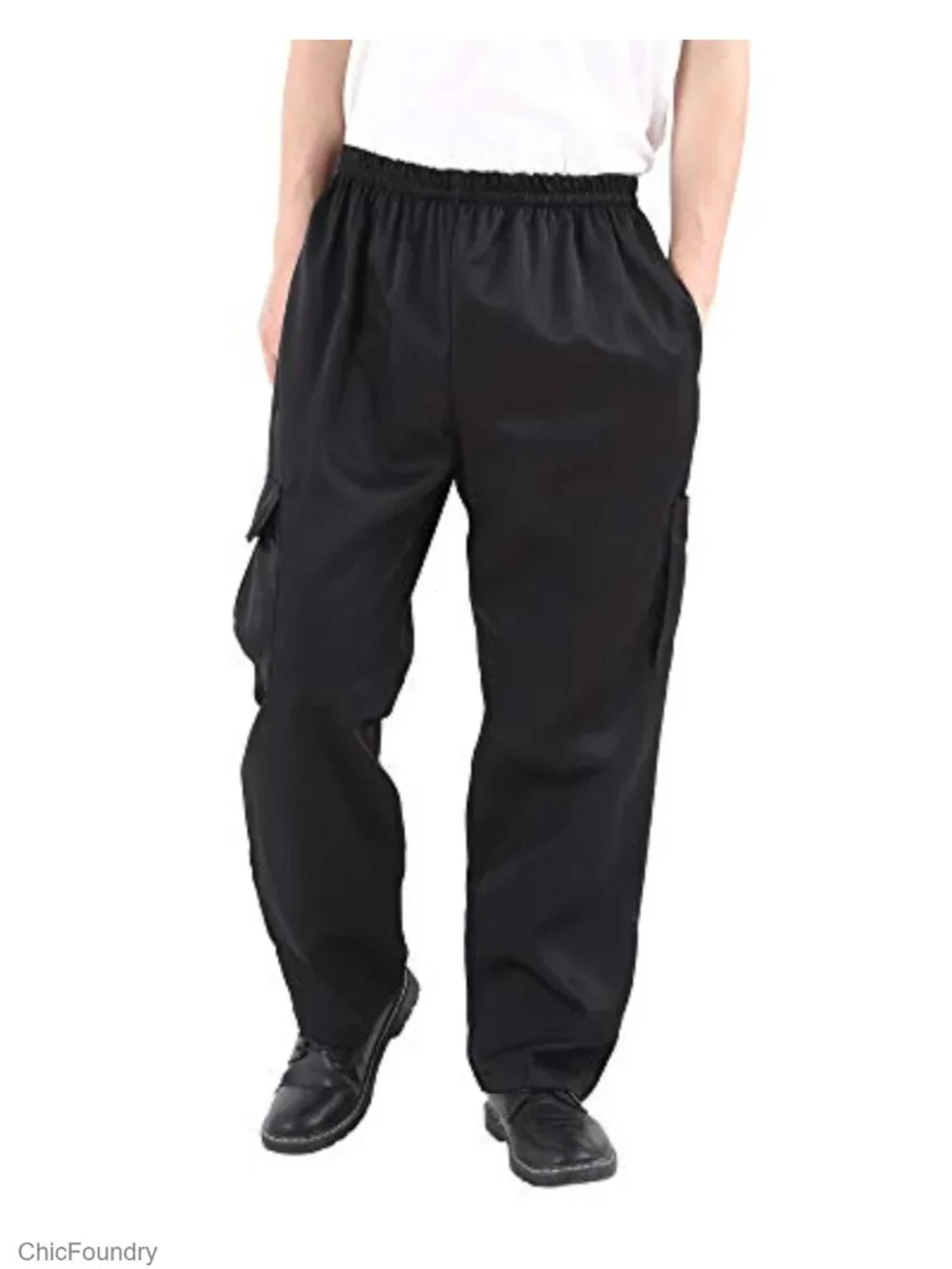 Baggy Cargo Chef Pants Floral Restaurant Work Loose Fit Polyester Unisex